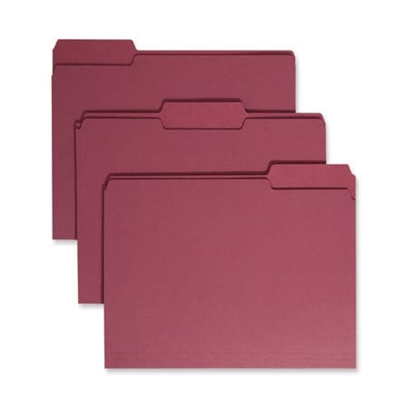 Smead Smead, COLORED FILE FOLDERS, 1/3-CUT TABS, LETTER SIZE, MAROON, 100PK 13093
